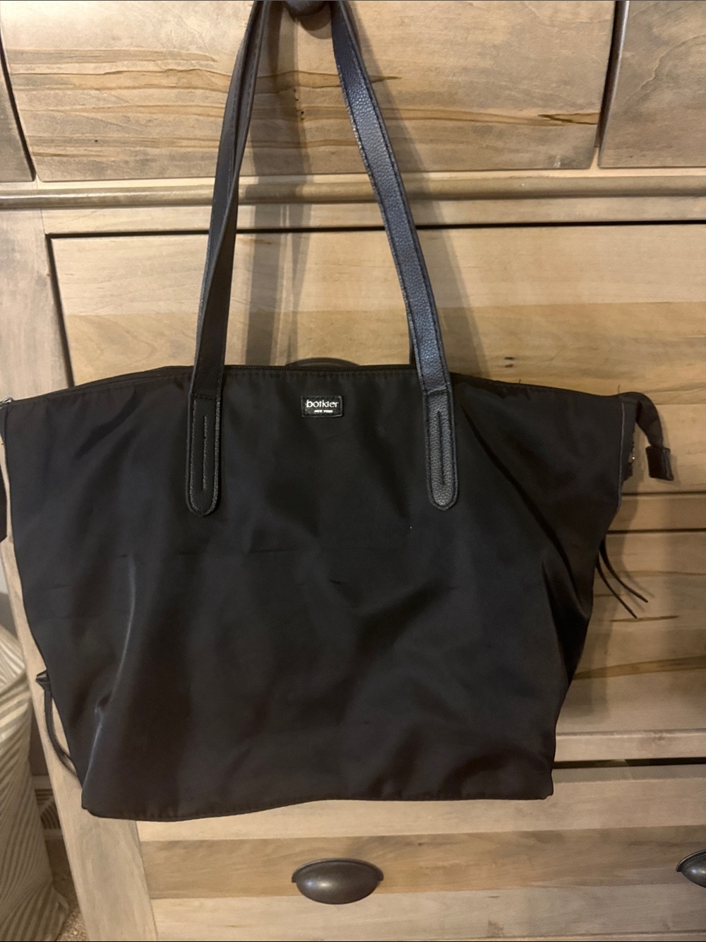 Botkier Black Nylon Tote with Leather Straps
